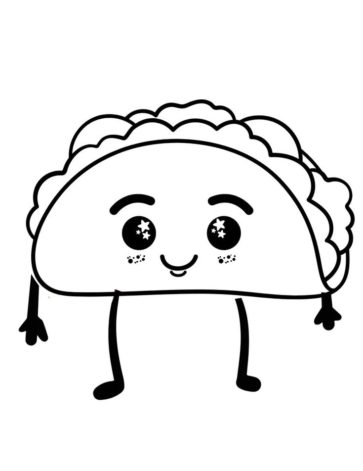 Cute food coloring pages kawaii food printable funny pizza coloring page funny food coloring page cute burger coloring page instant download