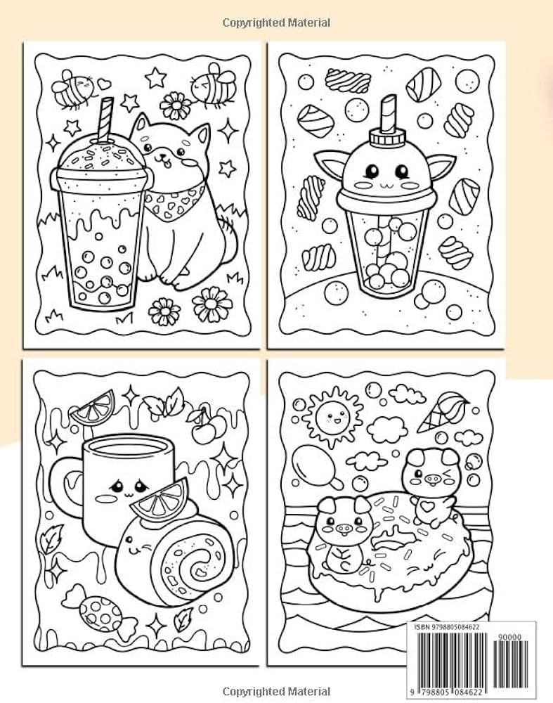 Kawaii food coloring book easy and cute coloring pages for all ages x kawaii food and drink coloring book simple signs funny food puns and positive messages for adults and