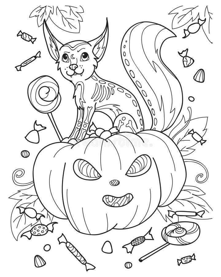 Halloween coloring book page design funny halloween coloring page design funny costume line art design stock vector