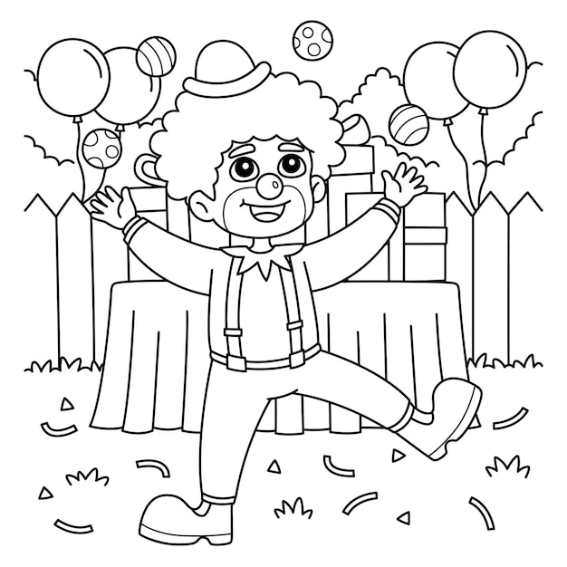 Premium vector a cute and funny coloring page of a birthday clown provides hours of coloring fun for children color this page is very easy suitable for little kids and toddlers