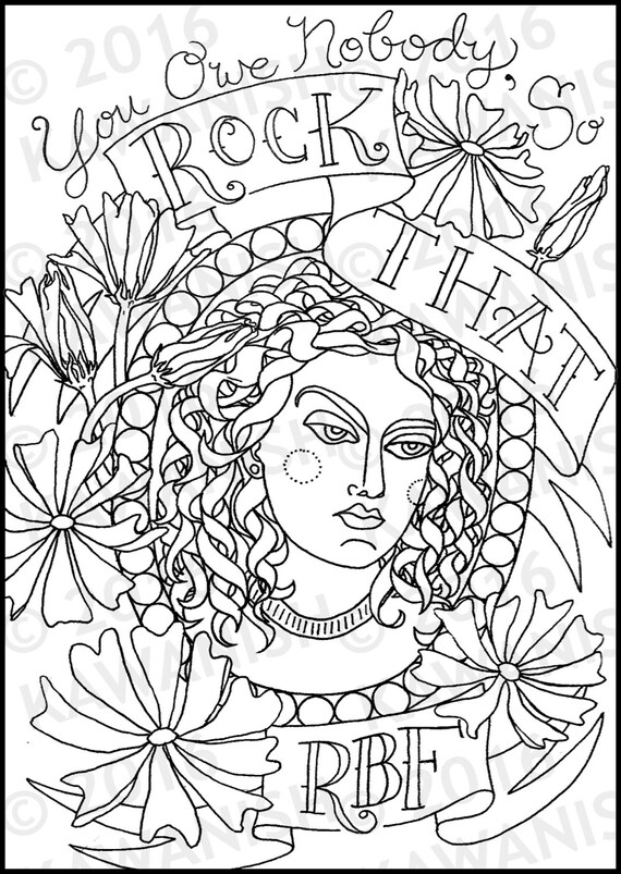 Rock that rbf resting bitch face adult coloring page gift wall art funny humor
