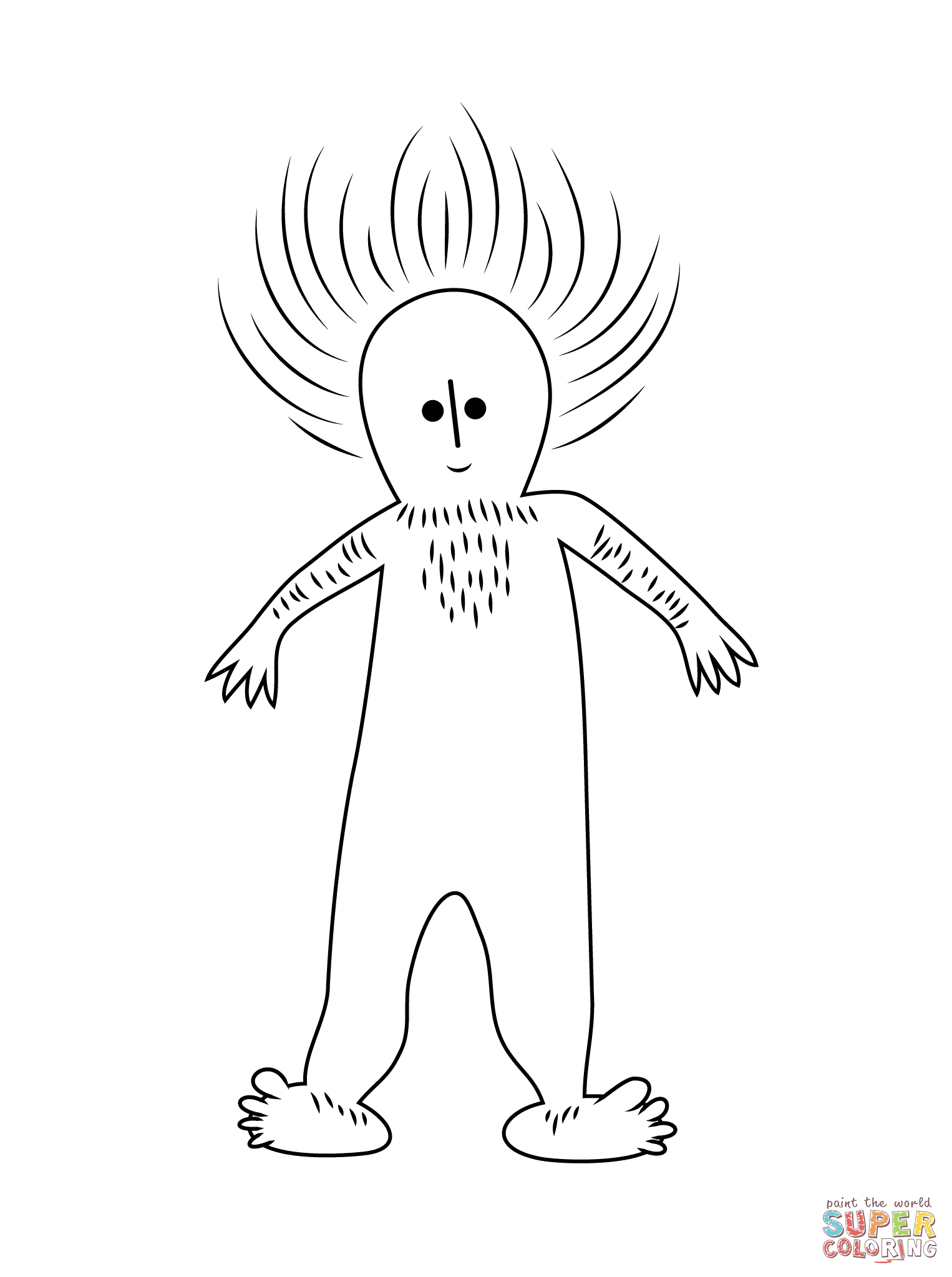 Funny boy from aboriginal rock painting coloring page free printable coloring pages