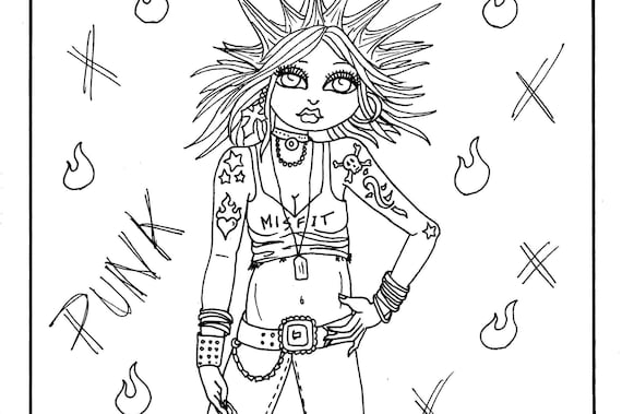 Rock n roll girls digital coloring book over pages of coloring fun rock through the years instant download