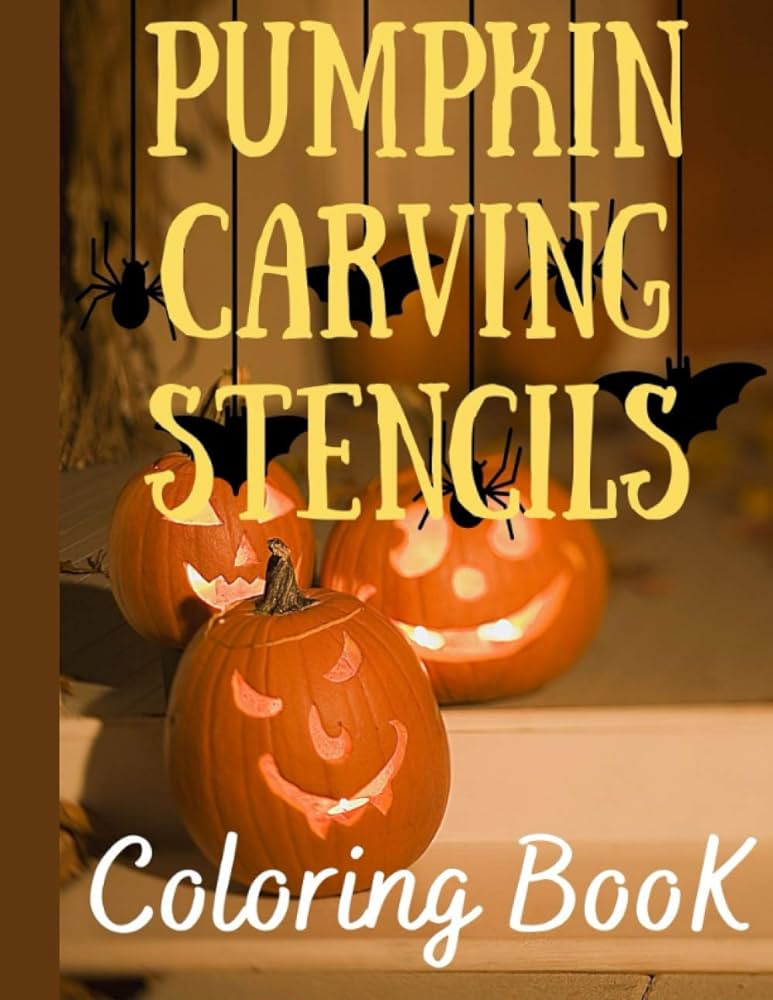 Pumpkin carving stencils coloring book traceable and printable thankiving crafts for adults and kids funny spooky faces publishing wonderland books