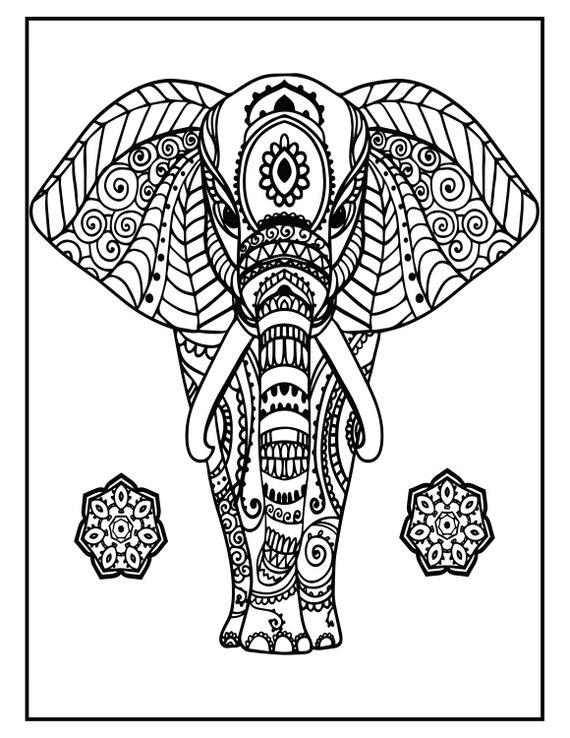 Elephant mandala coloring pages page elephant coloring book for adults and kids printable