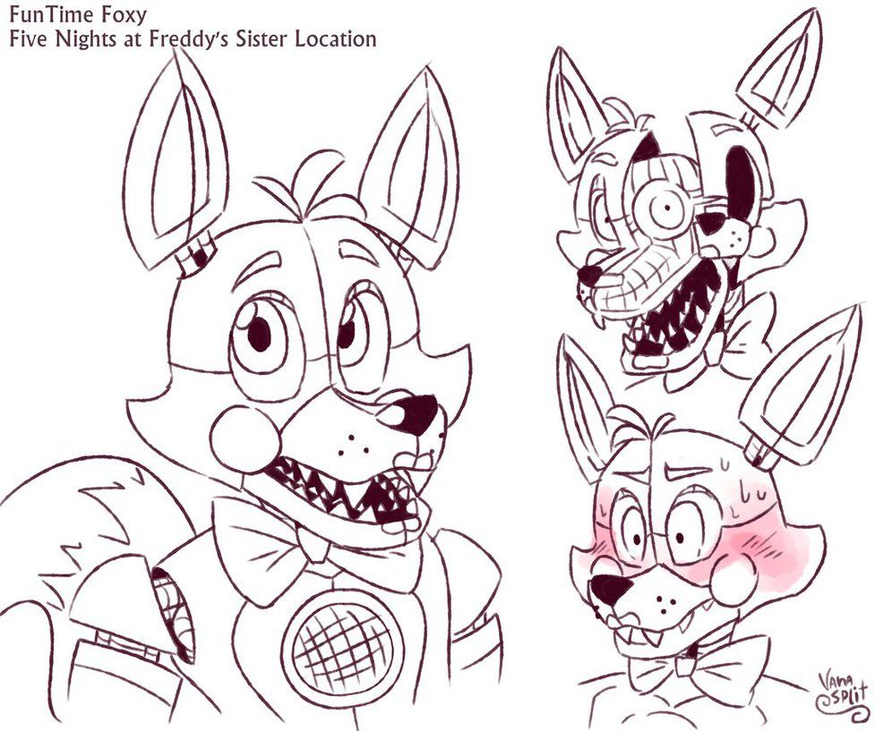 Funtime foxy sketch fnaf foxy funtime foxy coloring pages
