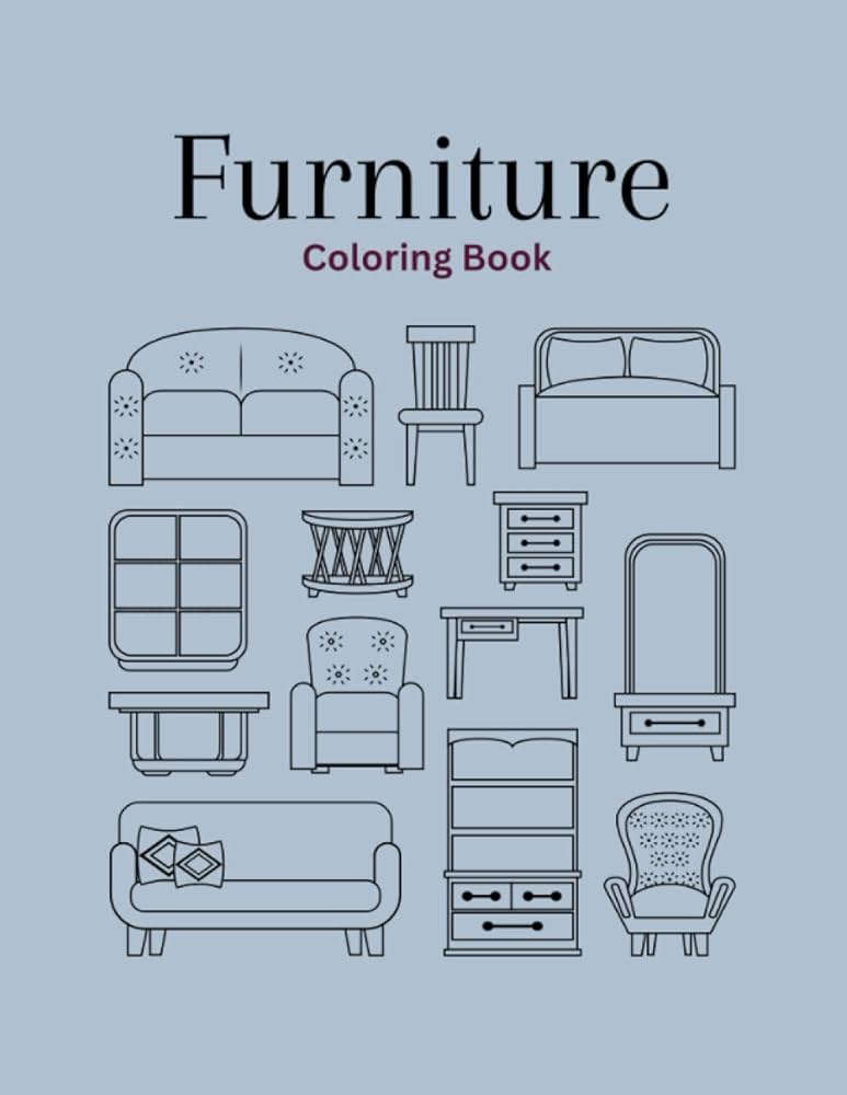 Furniture loring book loring book for stress relief featuring table chair bed der sofa floor lamp plants and many more lor wild diana d books