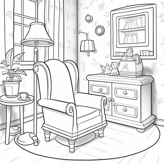 Printable coloring pages of furniture for home decor enthusiasts chairs tables lamps and more download now