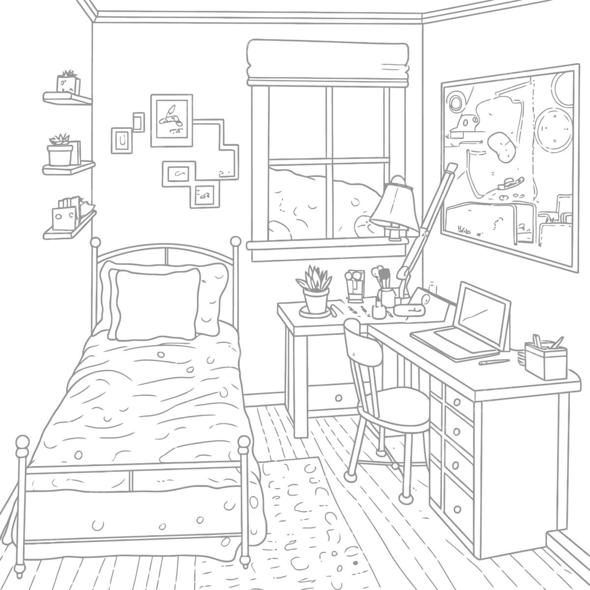 Printable small bedroom coloring pages unique bedroom with table and chairs best printable outline sketch drawing vector wing drawing chair drawing ring drawing png and vector with transparent background for free download