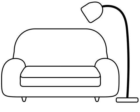 Couch and lamp emoji coloring page free printable coloring pages