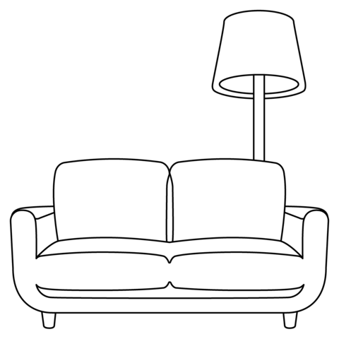 Couch and lamp emoji coloring page free printable coloring pages