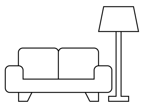 Couch and lamp emoji coloring page free printable coloring pages