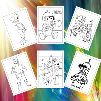 Color your own adventure futurama printable coloring pages collection for kids
