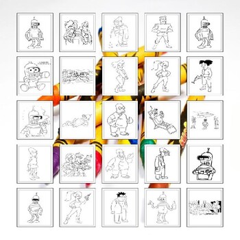 Color your own adventure futurama printable coloring pages collection for kids
