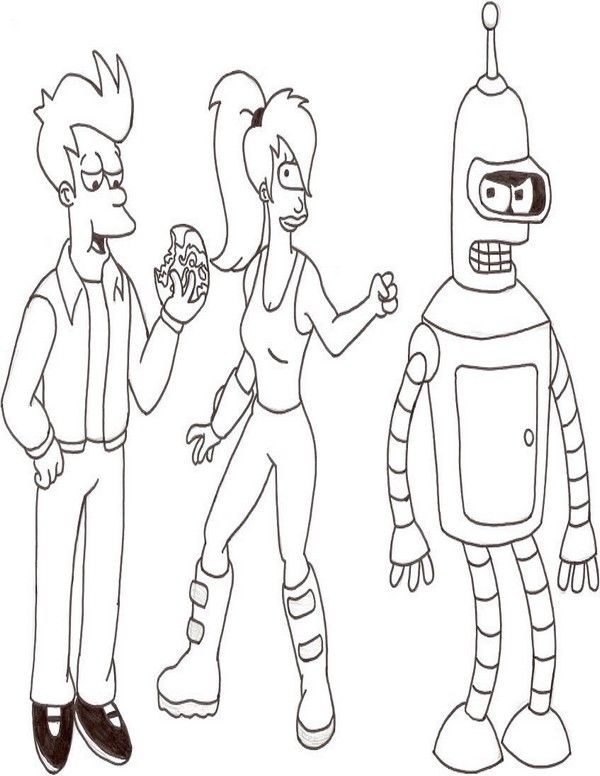 Futurama coloring pages cartoon coloring pages easy cartoon drawings drawing cartoon characters