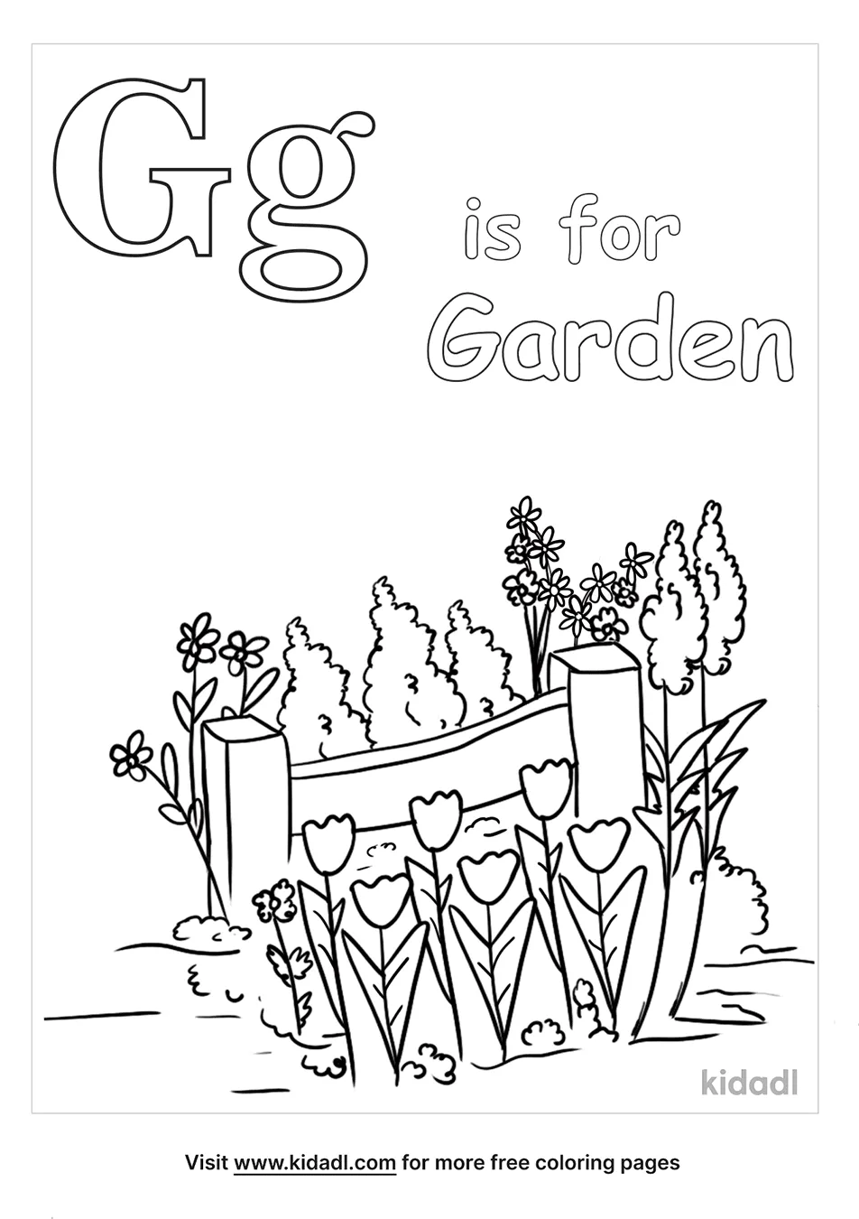 Free g is for green coloring page coloring page printables