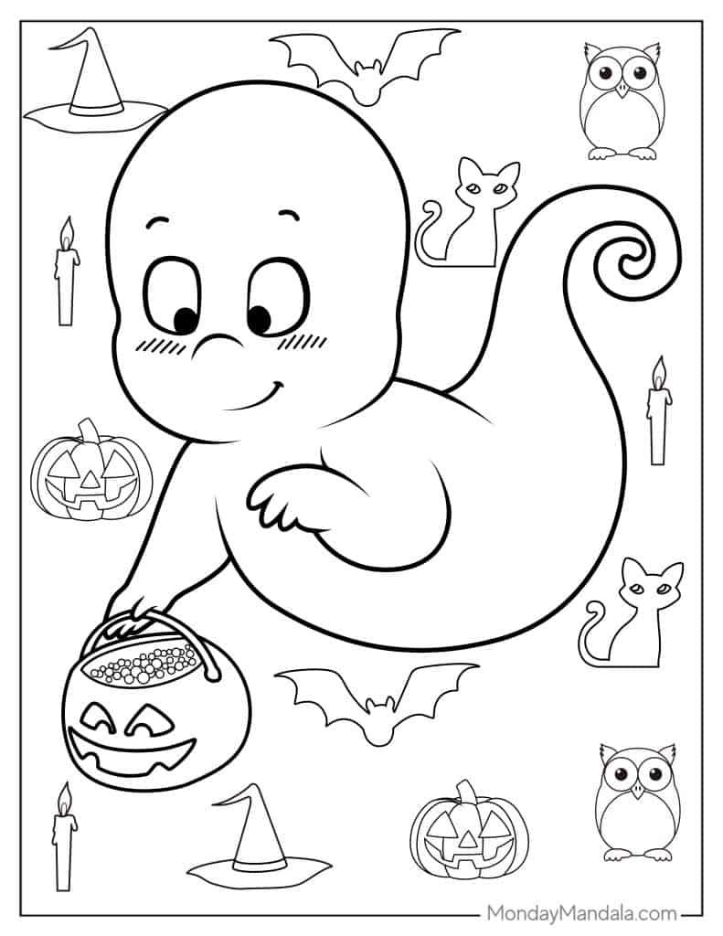 Ghost coloring pages free pdf printables