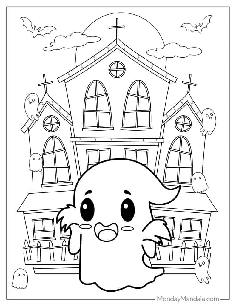 Ghost coloring pages free pdf printables