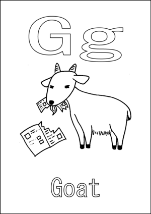 G is for goat coloring page