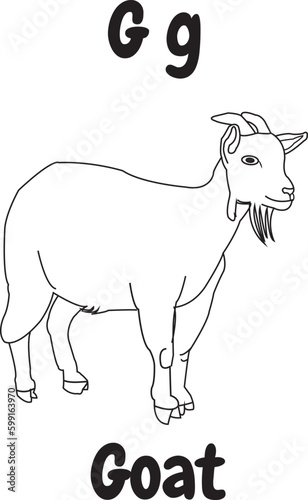 Goat icon with english alphabet g letterfor worksheets and coloring pages vector