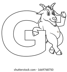 Alphabet animal lettre majuscule g chãvre image vectorielle de stock libre de droits