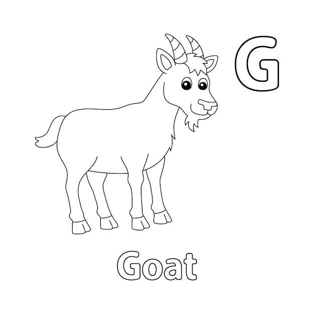 Premium vector goat alphabet dinosaur abc coloring page