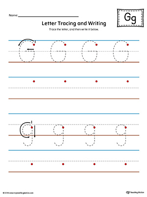 Letter g tracing printable worksheet color