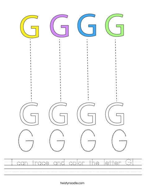 I can trace and color the letter g worksheet