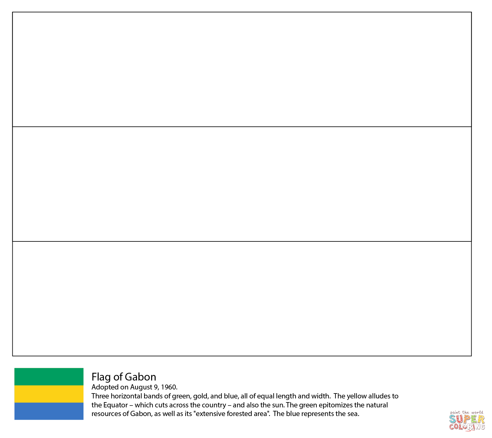 Flag of gabon coloring page free printable coloring pages