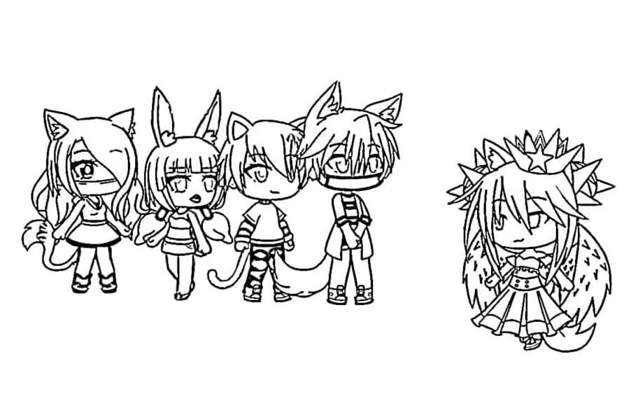 Characters from gacha life coloring page