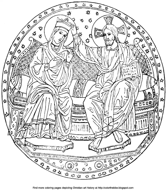Color the bible color a coronation mosaic by gaddo gaddi