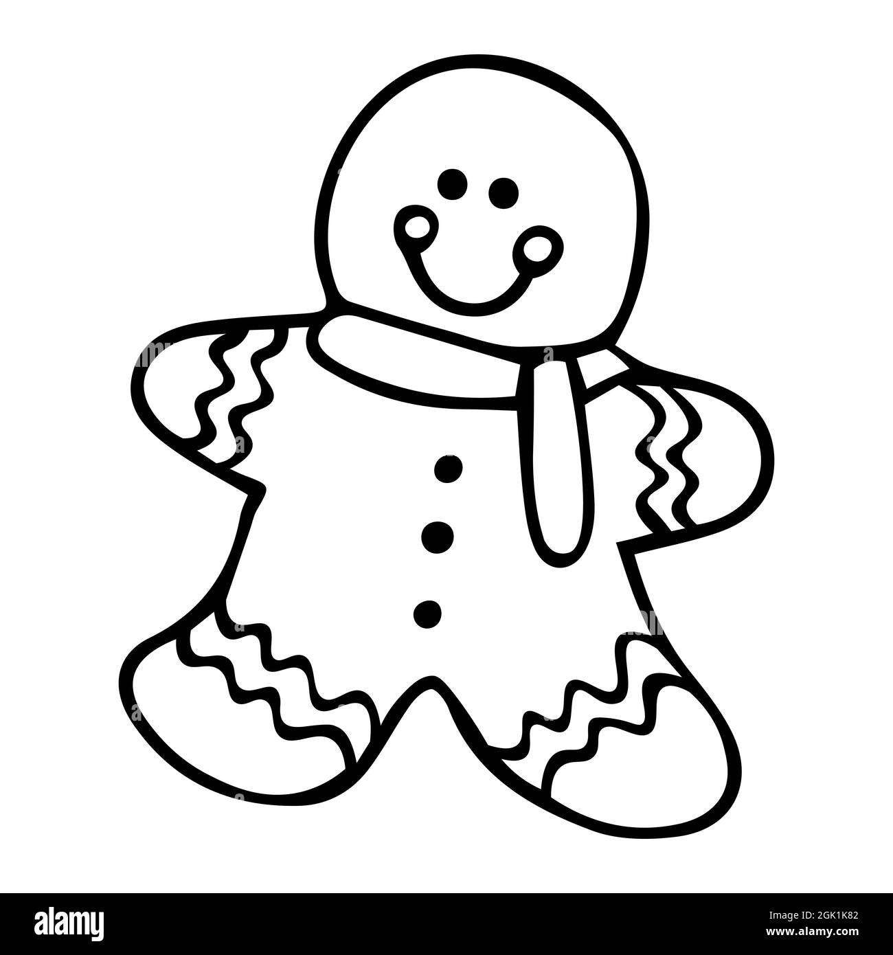 Aão nuevo galleta jengibre hombre aislado sobre fondo blanco dibujo animado ilustraciãn vectorial tallarãn dibujado a mano de galletas de navidad gingerbread hombre imagen vector de stock