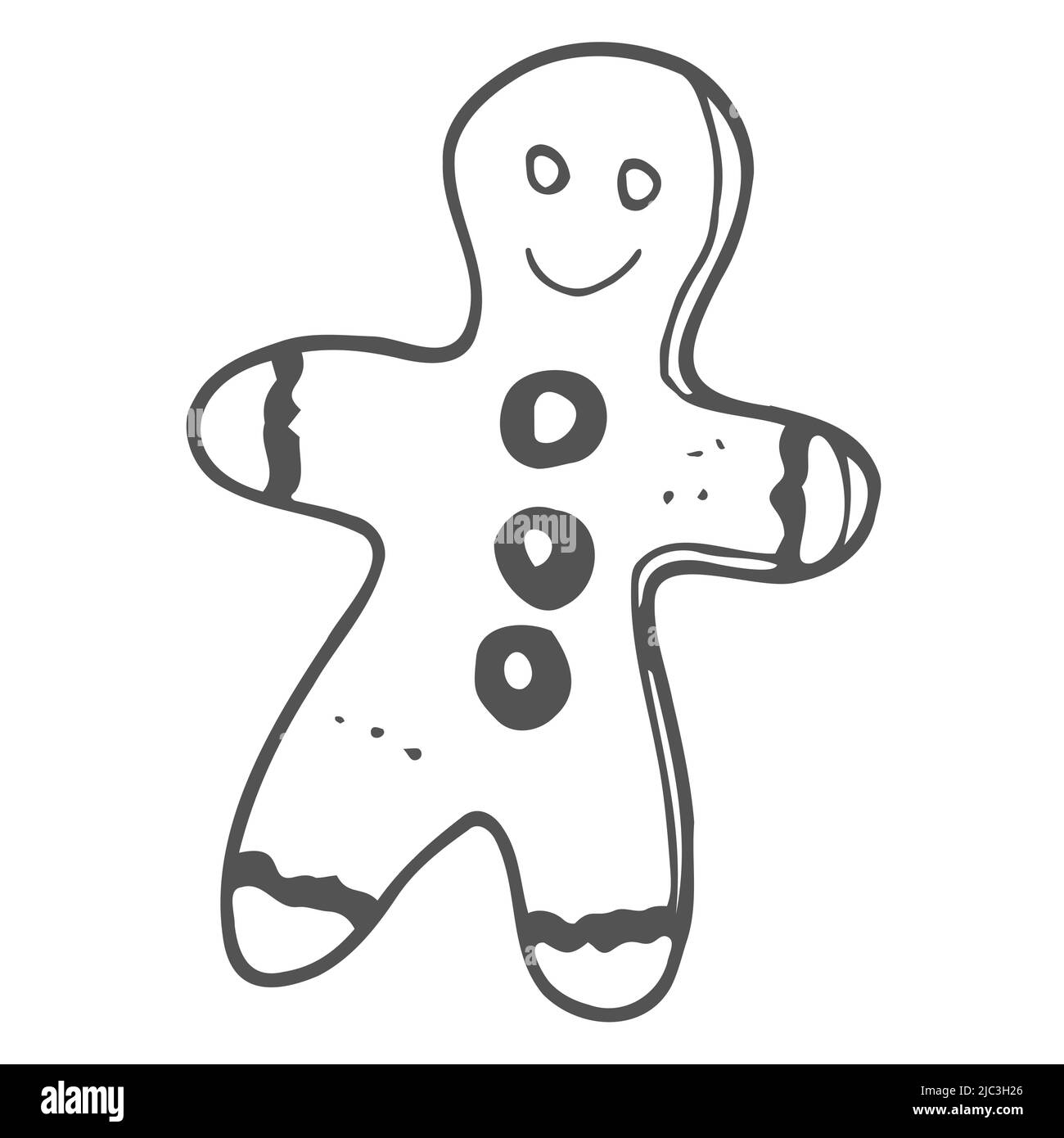 Ilustraciãn vectorial tallarãn dibujado a mano de galletas de navidad gingerbread hombre aão nuevo galleta jengibre hombre croquis de dibujos animados imagen vector de stock