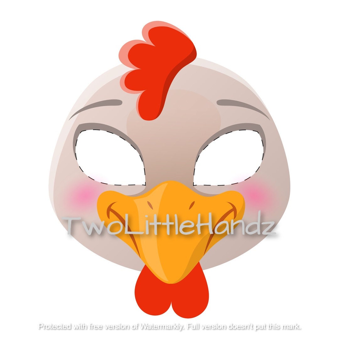 Hen printable mask animal masks for kids party printable coloring page digital download kids craft printable