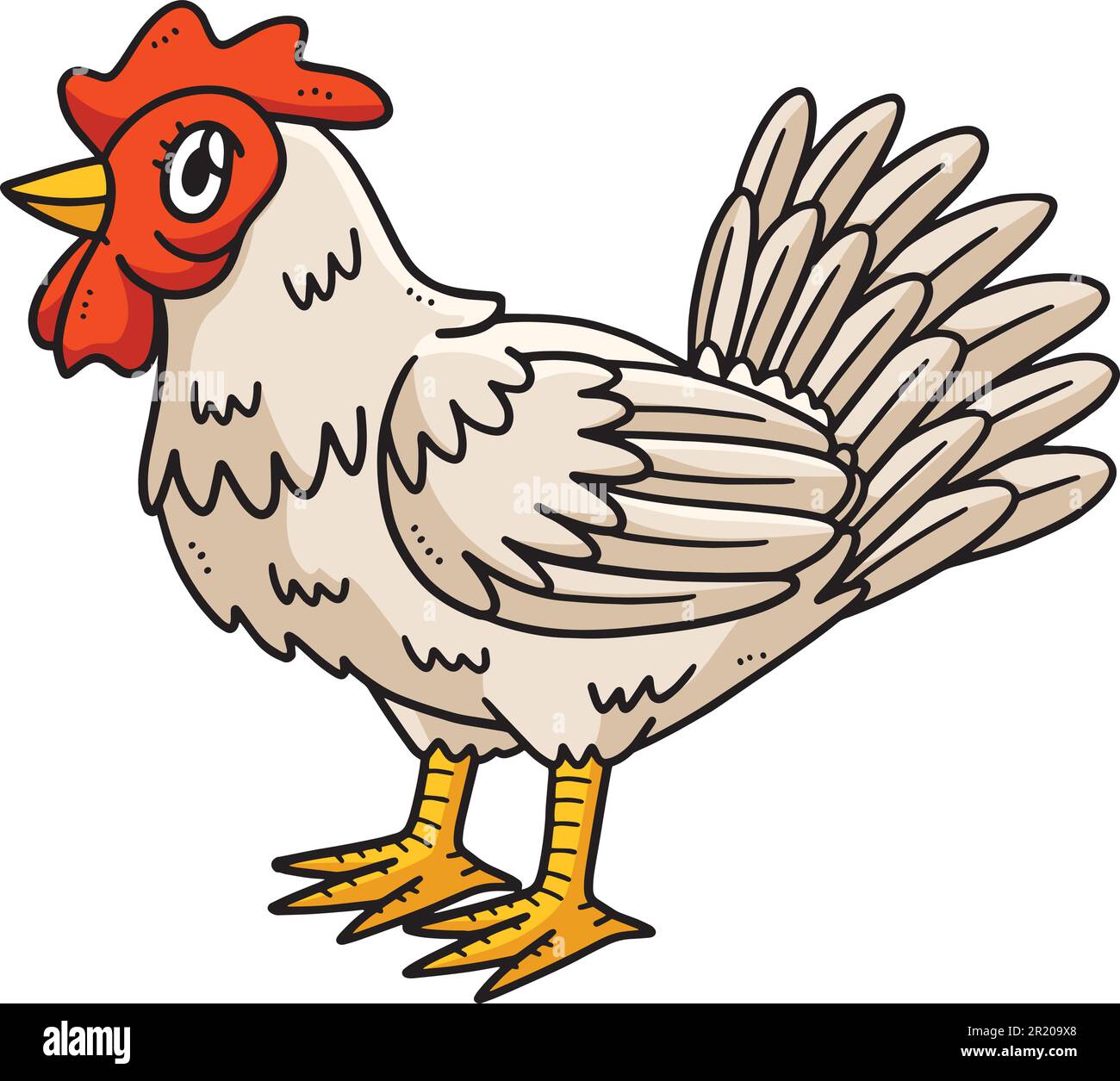 Cartoon colored hen hi