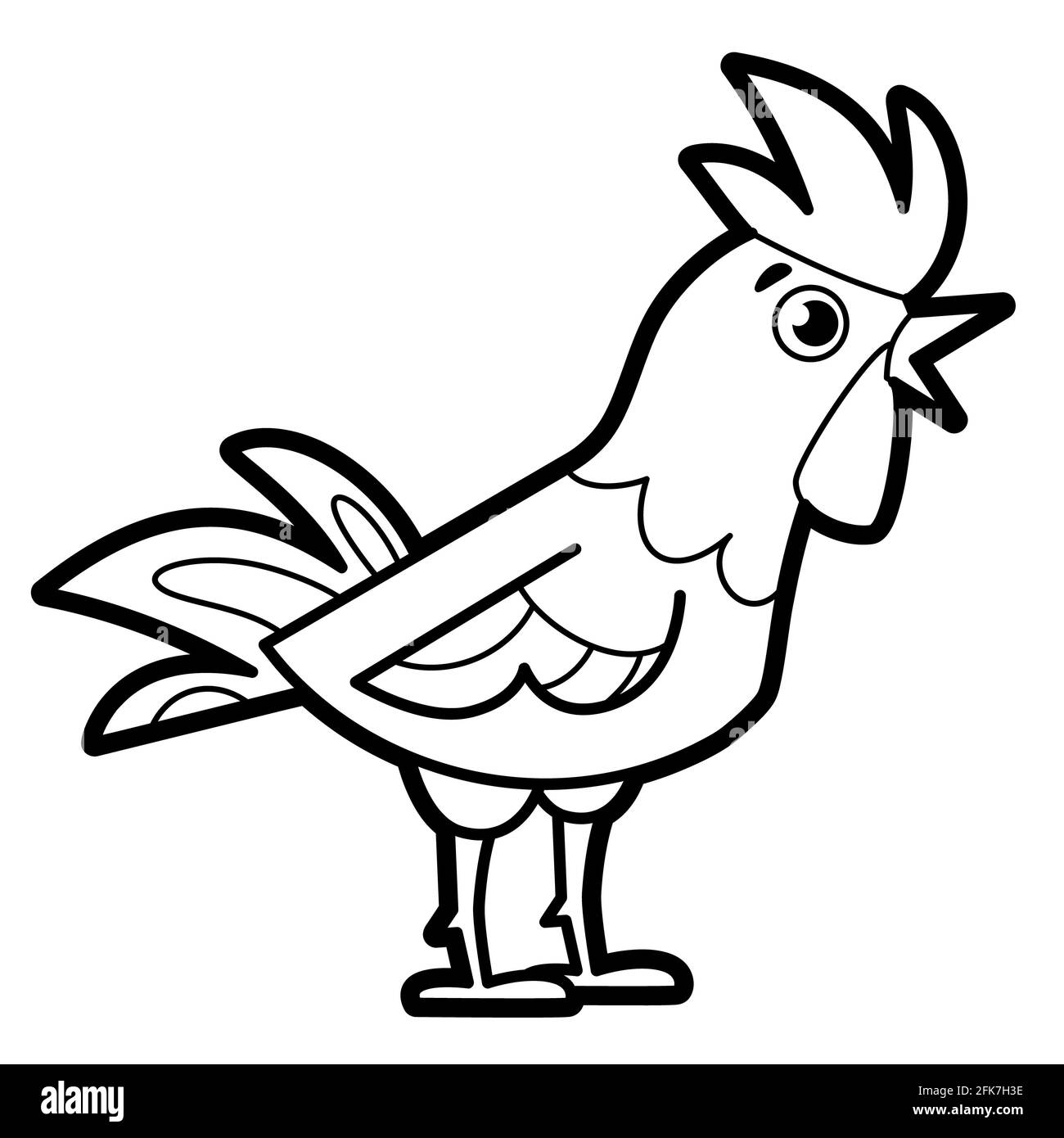 Coloring book or page for kids cock black and white illustration stock photo