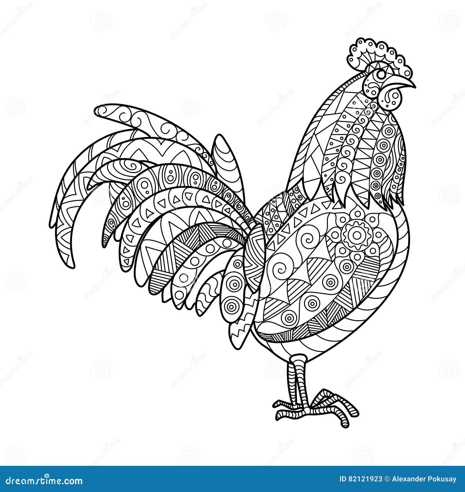 Rooster coloring book for adults vector stock vector