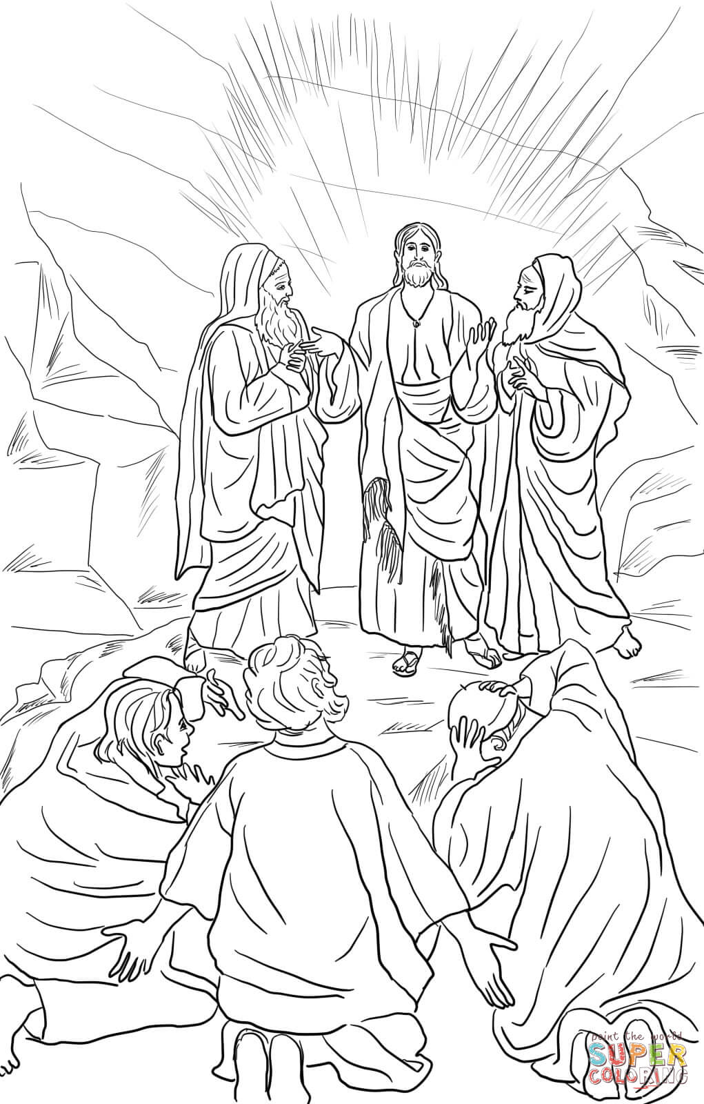 Jesus transfiguration coloring page free printable coloring pages