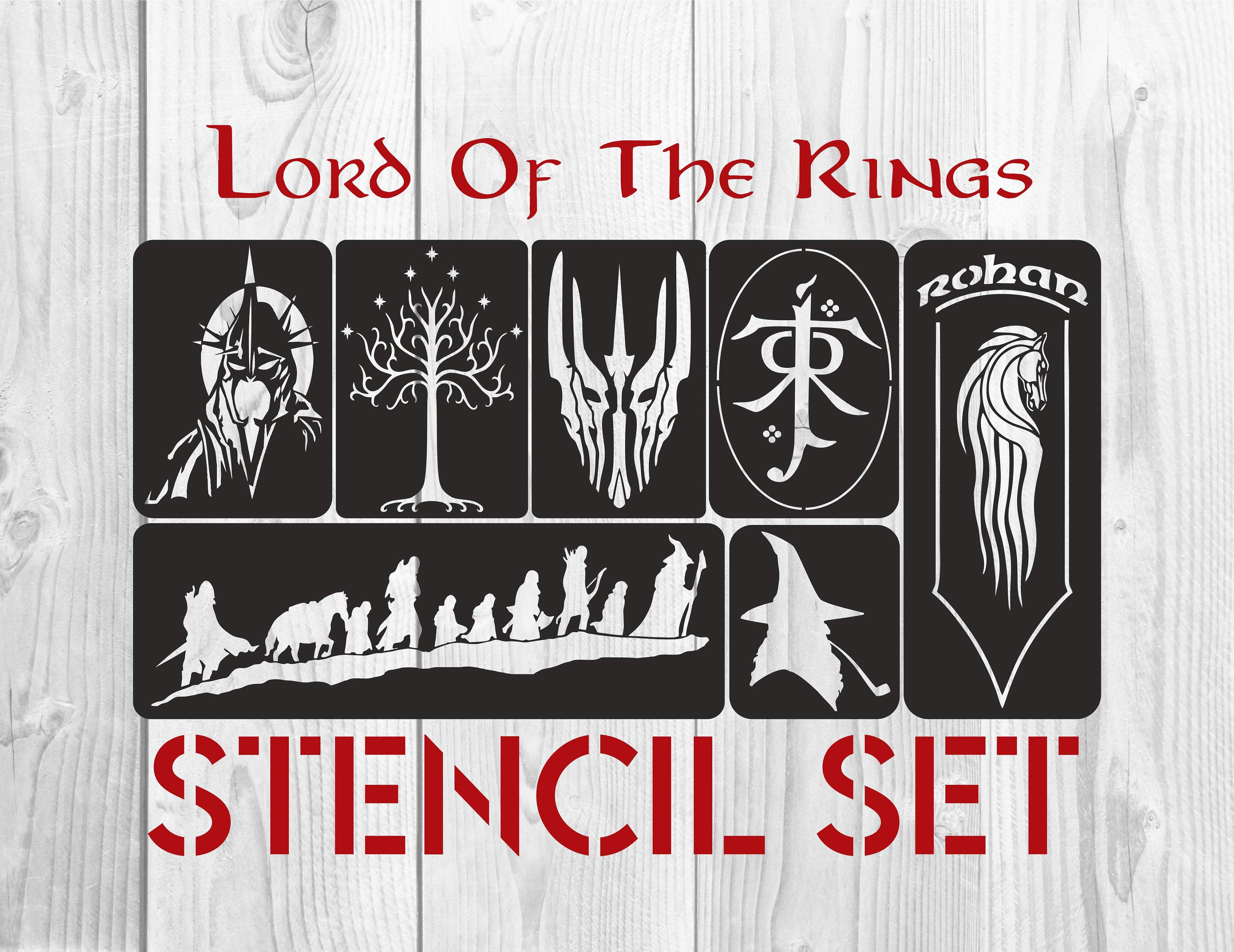 The lord of the rings stencil bundle instant download gandalf print silhouette tolkien lor pattern hobbit dxf silhouette