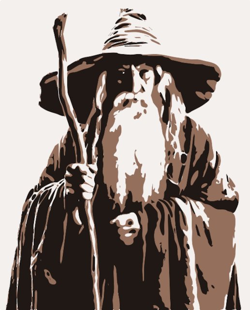 Gandalf stencil in layers