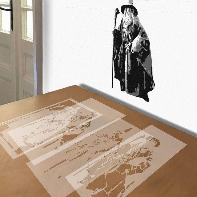 Gandalf stencil in layers