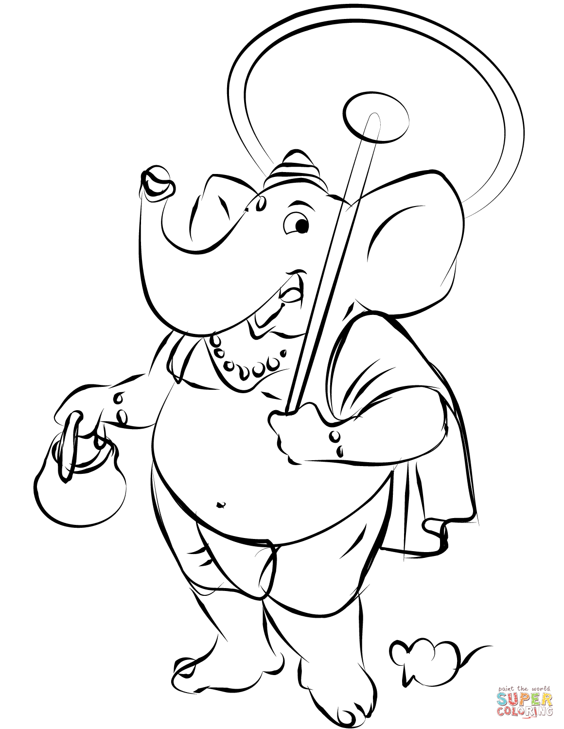 Cartoon ganesha coloring page free printable coloring pages