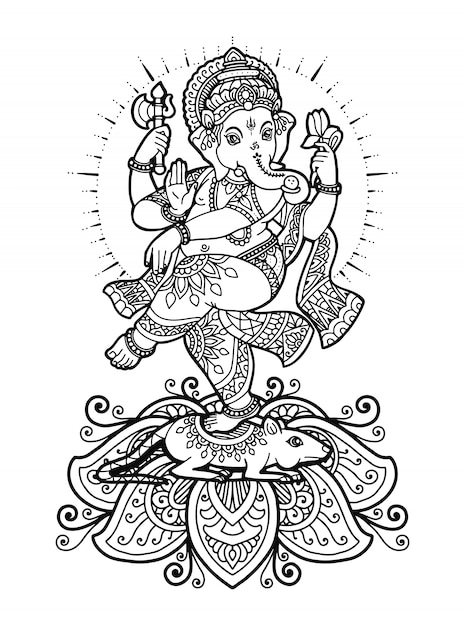 Premium vector mandala ganesha coloring book