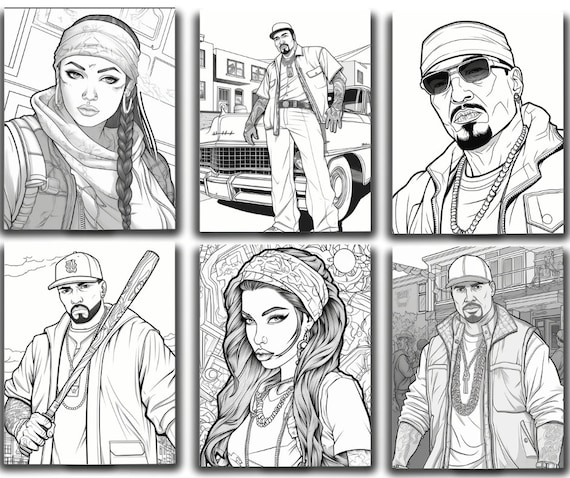 Chicano coloring pages for adults grayscale art mexican gangster coloring pages instant download
