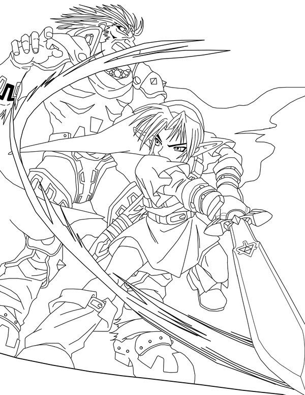 Link vs ganondorf lineart by frozen