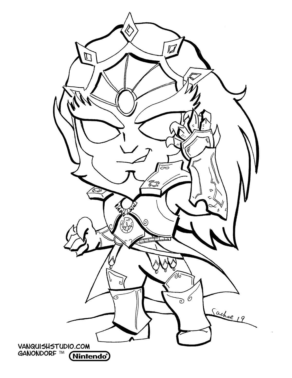 Ganon coloring page vanquish studio