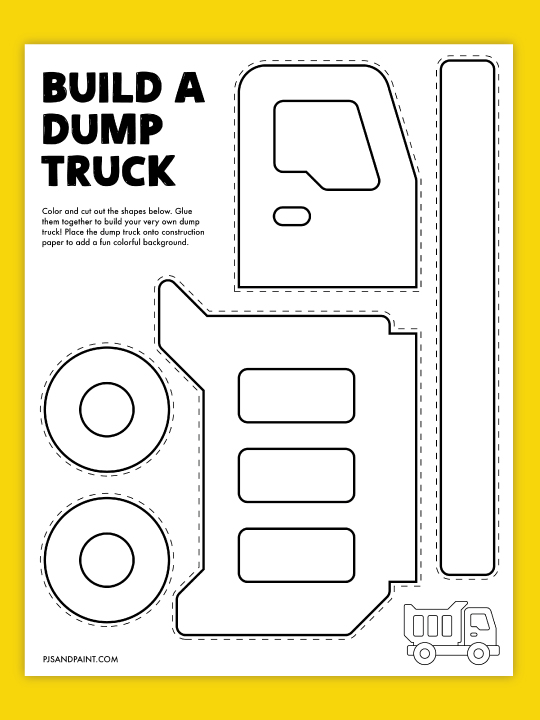 Free printable build a dump truck craft