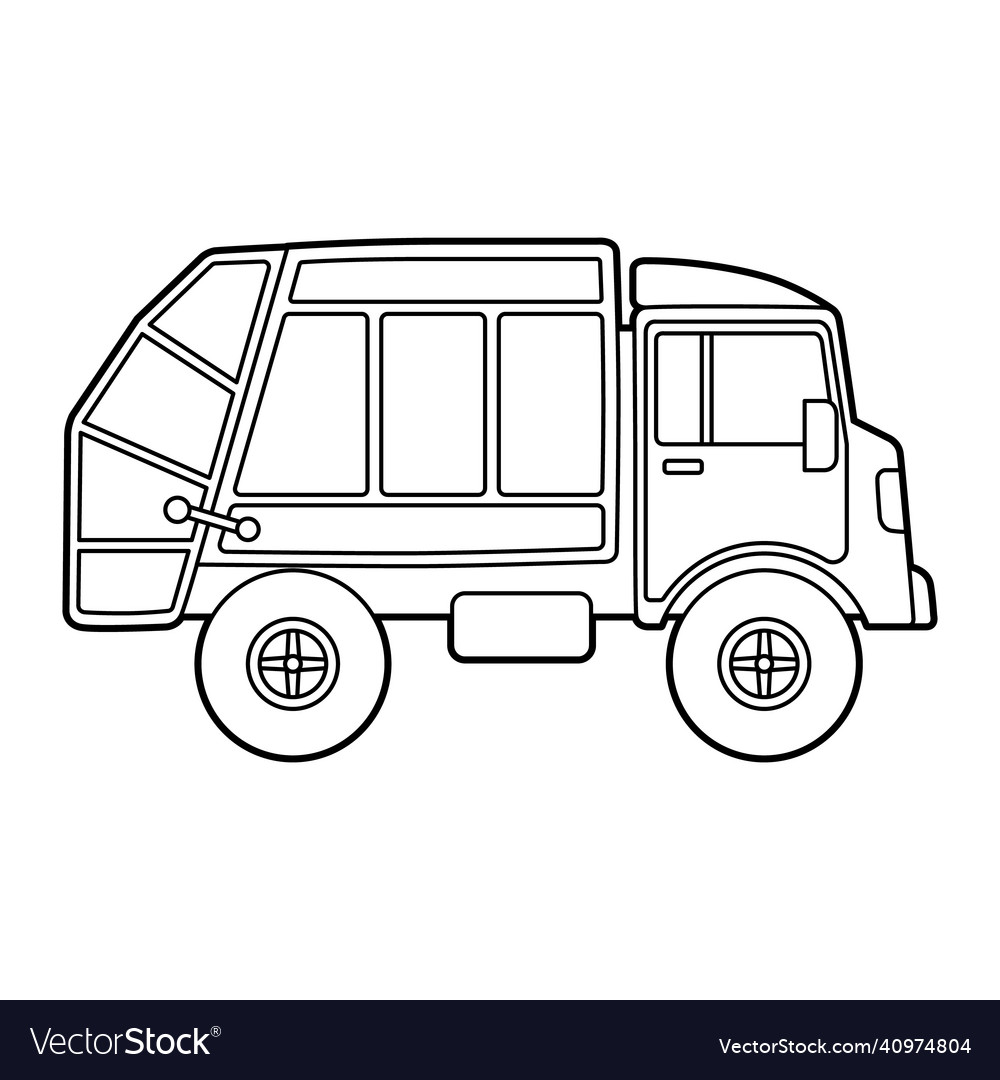 Garbage truck coloring page isolated for kids vector image
