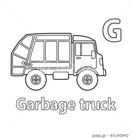 Garbage truck alphabet abc coloring page g