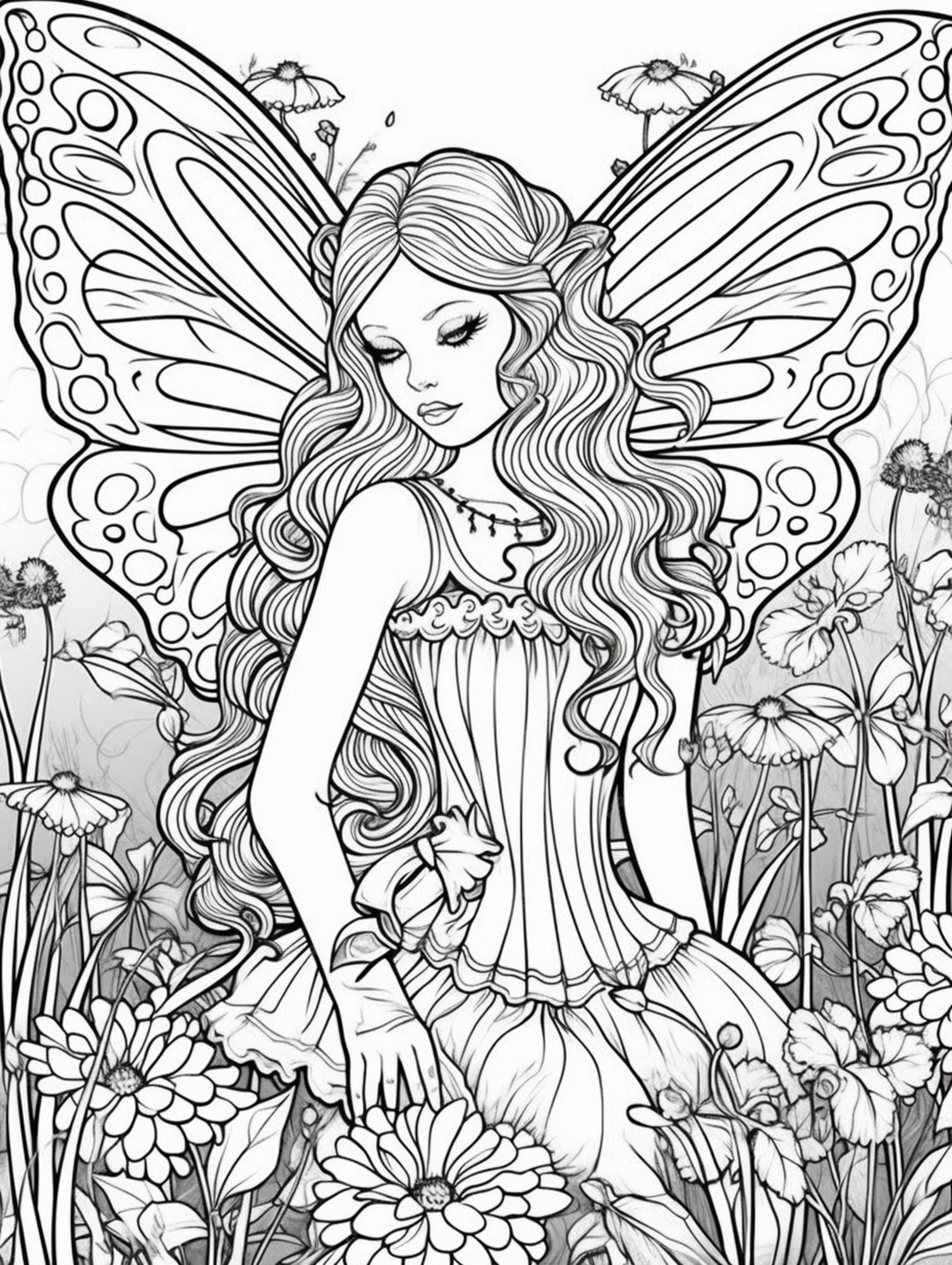 Page fairy colouring page pictures